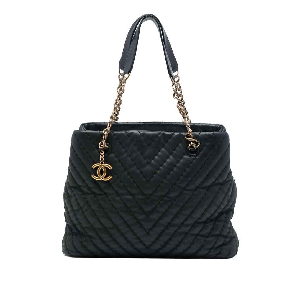 Pre-Loved Chanel Large Chevron Surpique Iridescent Calfskin Tote